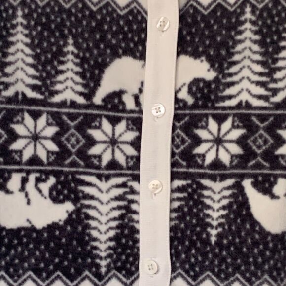 Old Navy Fleece PJs SZ M Women's Romper Black White One Piece Christmas Winter - Picture 3 of 14